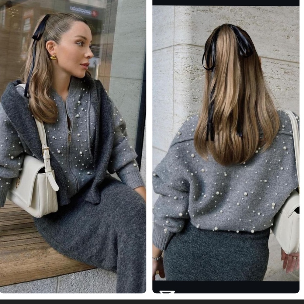 Zara earl trim knit bomber cardigan